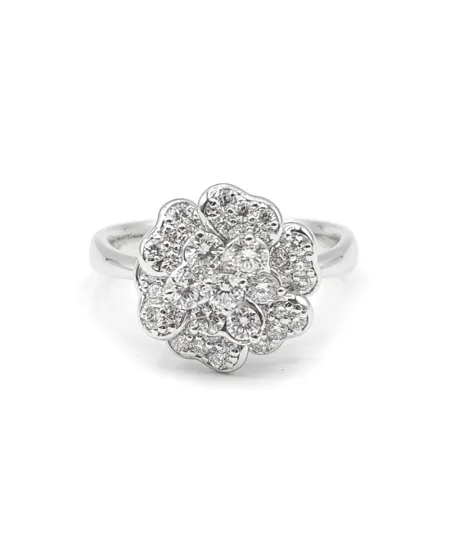 Leo Pizzo Ring in White Gold with Flower and White Diamonds