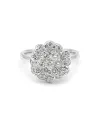Anello Leo Pizzo in Oro Bianco con Fiore e Diamanti Bianchi