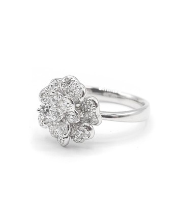 Leo Pizzo Ring in White Gold with Flower and White Diamonds