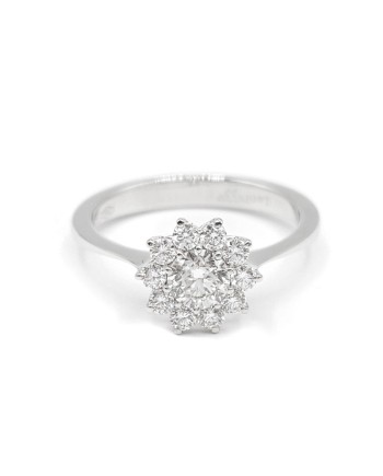 Bague Fleur en Dentelle Leo en Or Blanc avec Diamants Blancs