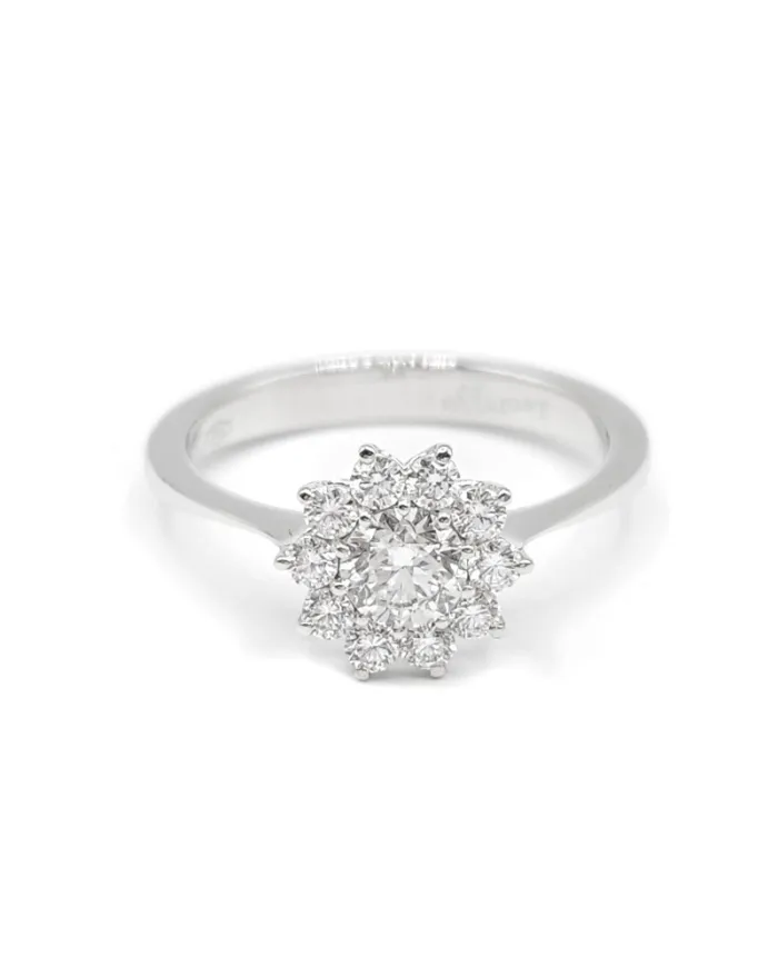 Bague Fleur en Dentelle Leo en Or Blanc avec Diamants Blancs
