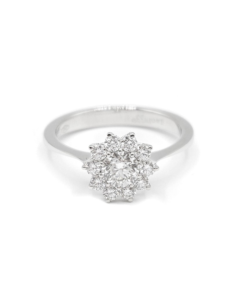 Bague Fleur en Dentelle Leo en Or Blanc avec Diamants Blancs