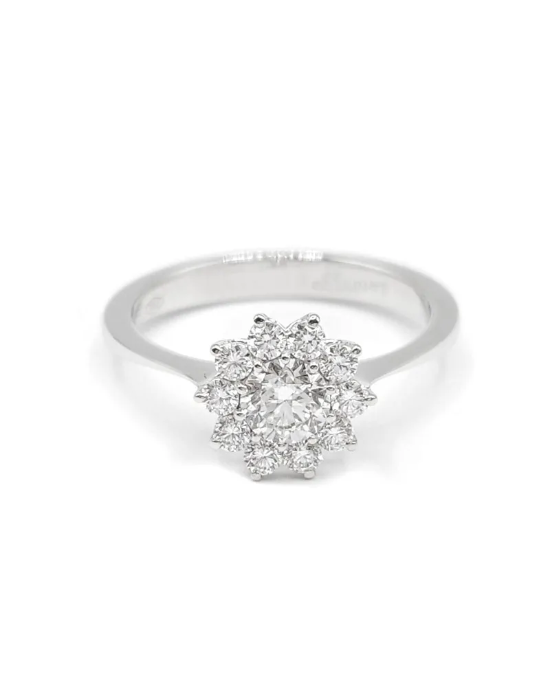 Leo Lace Flower Ring in White Gold with White Diamonds