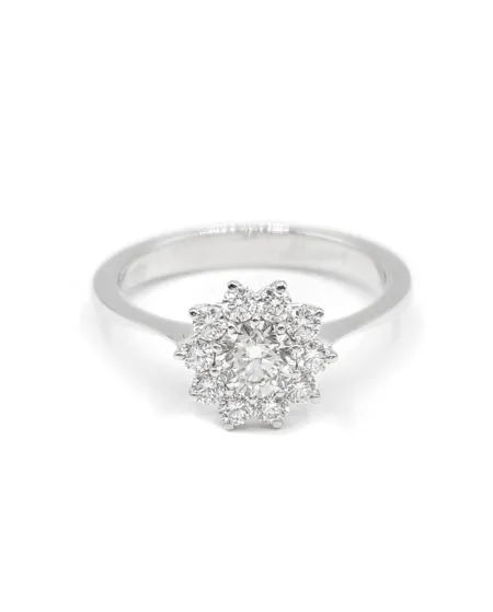 Leo Lace Flower Ring in White Gold with White Diamonds