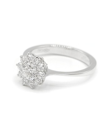 Leo Lace Flower Ring in White Gold with White Diamonds