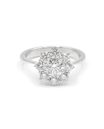 Bague Fleur en Dentelle Leo en Or Blanc avec Diamants Blancs