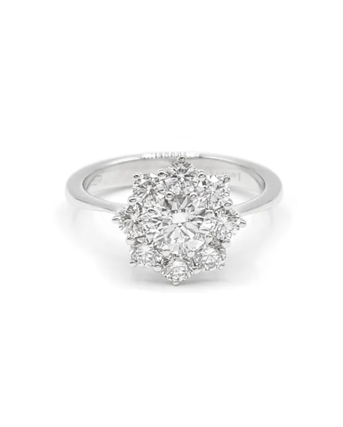 Leo Lace Flower Ring in White Gold with White Diamonds