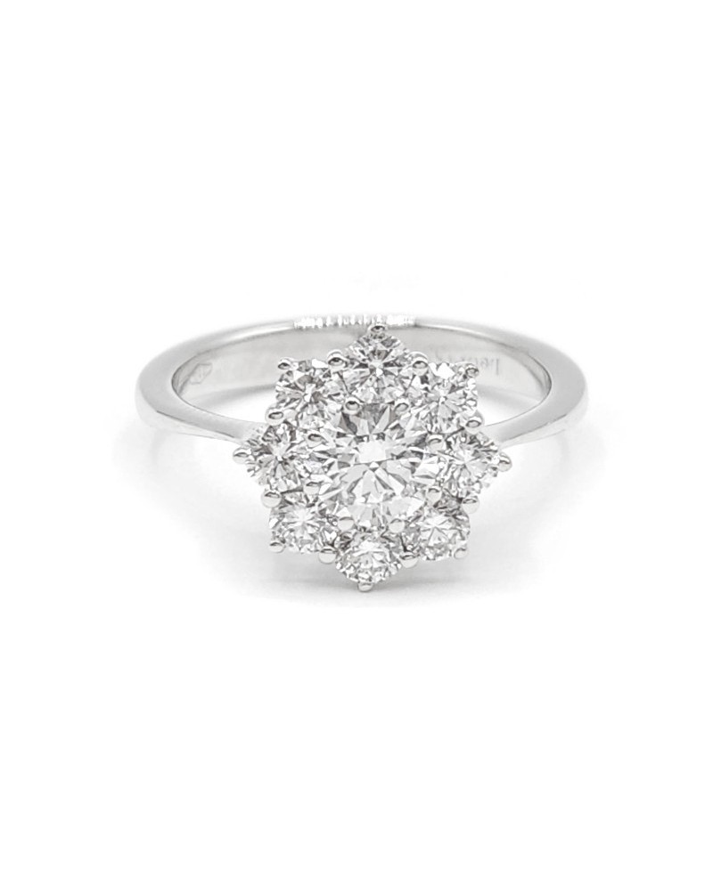 Bague Fleur en Dentelle Leo en Or Blanc avec Diamants Blancs