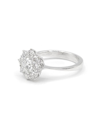 Bague Fleur en Dentelle Leo en Or Blanc avec Diamants Blancs
