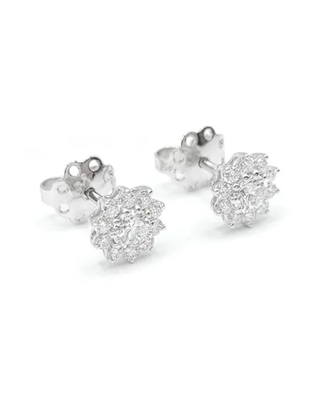 Leo Pizzo Earrings in White Gold with White Diamond Flowers