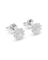 Boucles d'oreilles Leo Pizzo en or blanc avec fleurs en diamants blancs