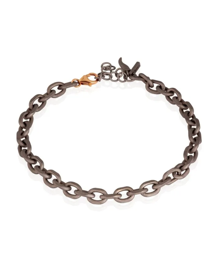 MANO|J Minimal Titanium Bracelet with Gold Clasp