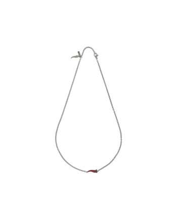 Collana MANO|J Charms in Titanio con Cornetto Bordeaux Piccolo e Diamanti Neri