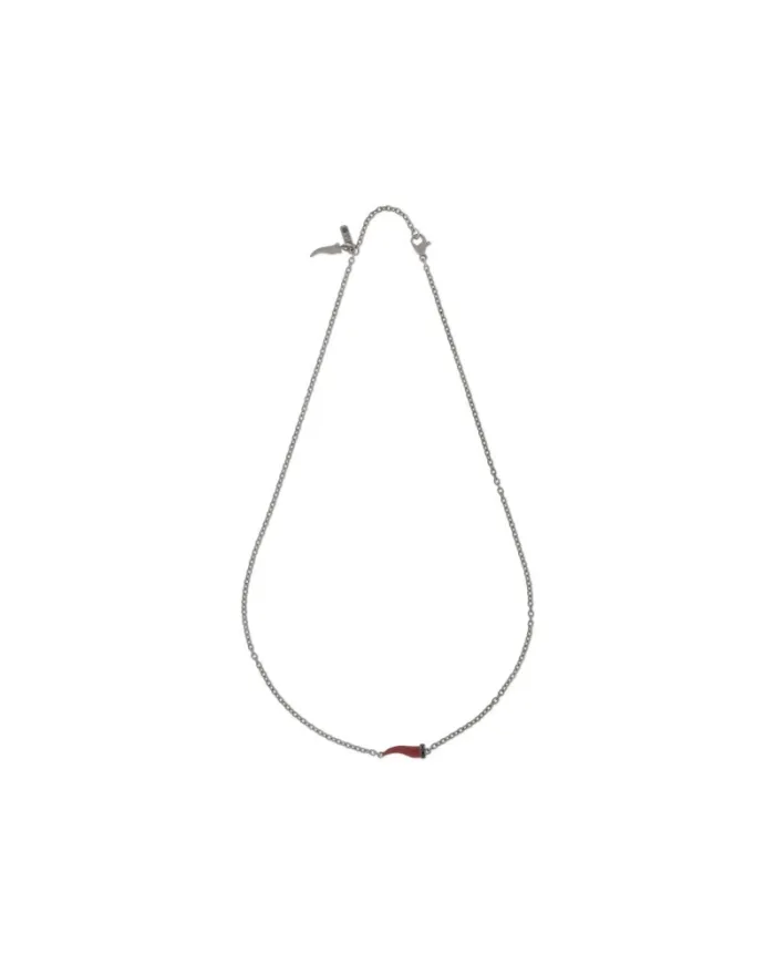 Collana MANO|J Charms in Titanio con Cornetto Bordeaux Piccolo e Diamanti Neri