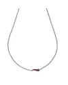 MANO|J Charms Titanium Necklace with Small Bordeaux Horn and Black Diamonds