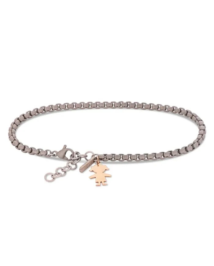 Bracelet MANO|J Scooby Doo en titane avec bébé fille en or