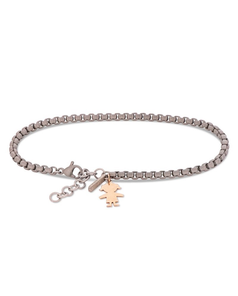 Bracelet MANO|J Scooby Doo en titane avec bébé fille en or