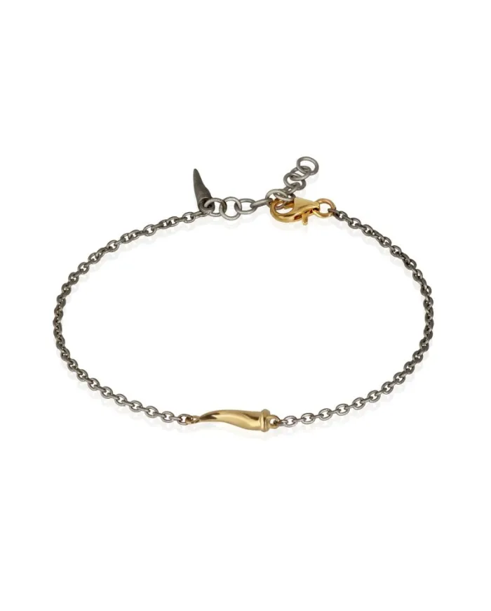 MANO|J Charms Titanium Bracelet with Gold Horn