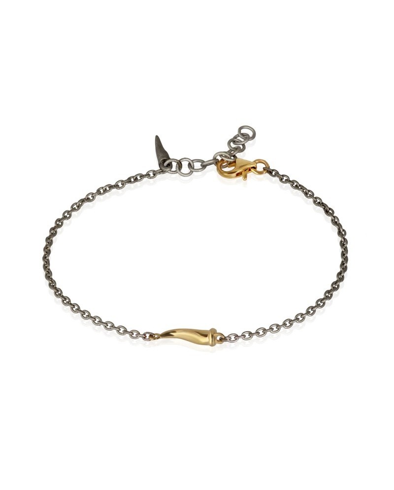 Bracciale MANO|J Charms in Titanio con Cornetto in Oro