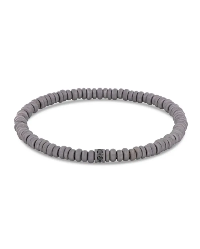 MANO|J Spring Bracelet in Titanium with Black Diamonds