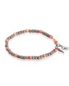MANO|J Cuby Titanium Bracelet with Rhodonite and Gold