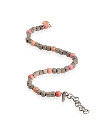 Bracelet MANO|J Cuby en titane avec rhodonite et or