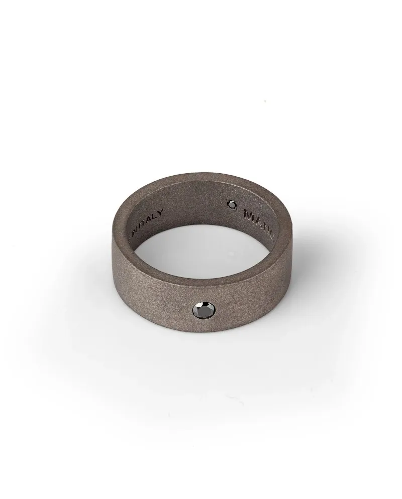 Anello MANO|J Solitario in Titanio con Diamante Nero