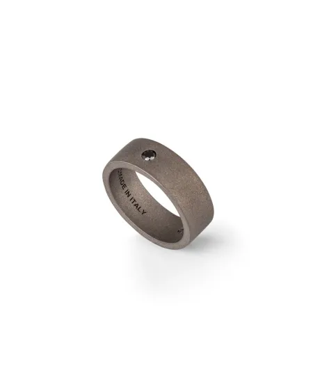 Anello MANO|J Solitario in Titanio con Diamante Nero
