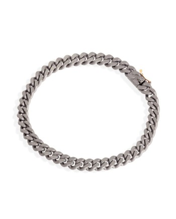 MANO|J Titanium Groumette Bracelet with Gold Clasp with Diamond