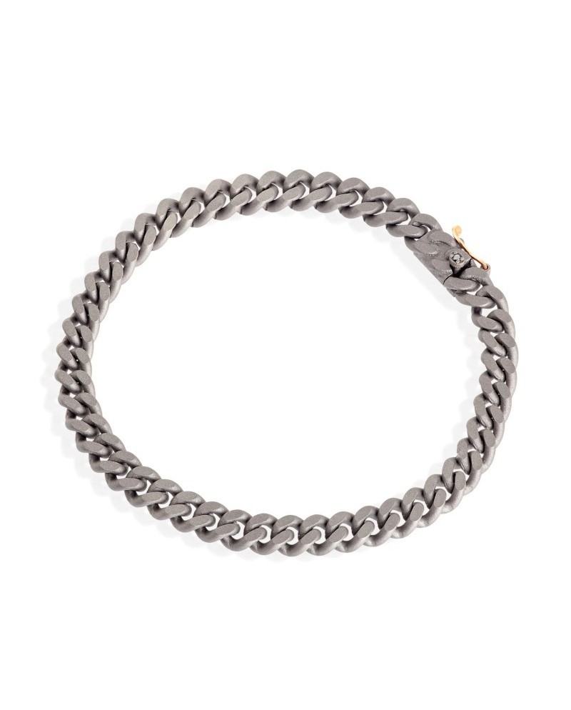 Bracelet Groumette en titane MANO|J avec fermoir en or et diamant