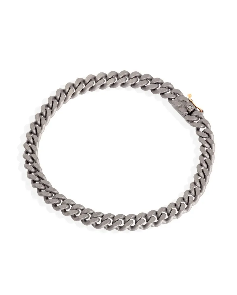 Bracelet Groumette en titane MANO|J avec fermoir en or et diamant