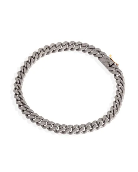 Bracciale MANO|J Groumette in Titanio con Chiusura in Oro con Diamante