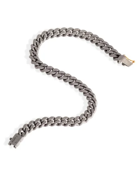 MANO|J Titanium Groumette Bracelet with Gold Clasp with Diamond