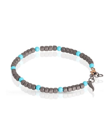 MANO|J Cuby Titanium Bracelet with Turquoise and Gold