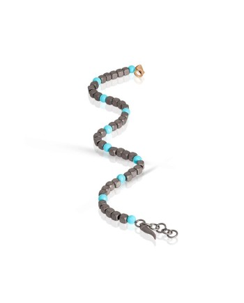 Bracelet MANO|J Cuby en titane avec turquoise et or
