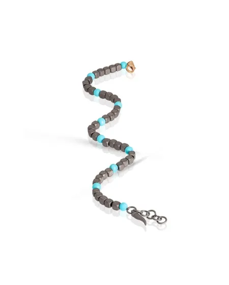 Bracciale MANO|J Cuby in Titanio con Turchese e Oro