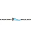 Bracciale MANO|J Charms in Titanio con Cornetto Azzurro e Diamanti Neri
