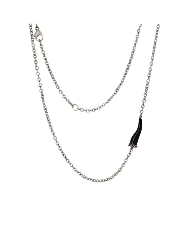 Collier MANO|J Charms en titane avec corne noire et diamants noirs