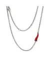 MANO|J Charms Titanium Necklace with Red Horn and Black Diamonds