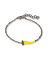 Bracciale MANO|J Charms in Titanio con Cornetto Giallo e Diamanti Neri