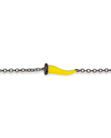 Bracelet MANO|J Charms en titane avec corne jaune et diamants noirs