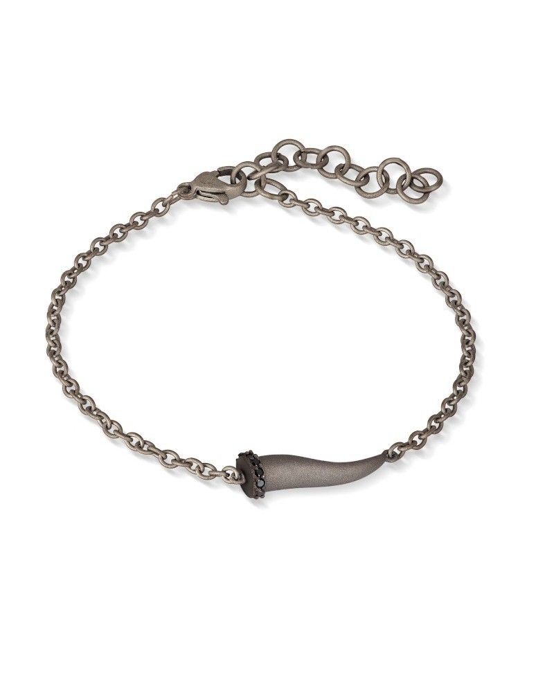Bracelet MANO|J Charms en titane avec corne et diamants noirs