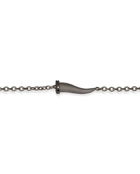 Bracelet MANO|J Charms en titane avec corne et diamants noirs