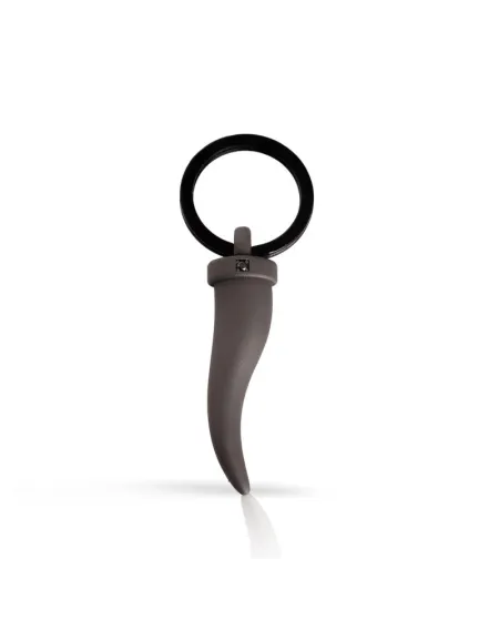 Porte-clés MANO|J en titane avec corne et diamant noir