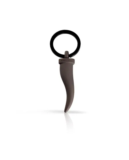 Portachiavi MANO|J in Titanio con Cornetto e Diamante Nero