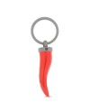 Portachiavi MANO|J in Titanio con Cornetto Rosso e Diamante Nero