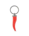 Portachiavi MANO|J in Titanio con Cornetto Rosso e Diamante Nero