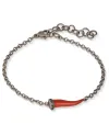 MANO|J Charms Titanium Bracelet with Red Horn and Black Diamonds