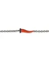 MANO|J Charms Titanium Bracelet with Red Horn and Black Diamonds