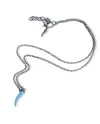 Collana MANO|J Charms in Titanio con Cornetto Azzurro e Diamanti Neri
